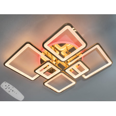 LED люстра на пульте с димером и разноцветной подсветкой, 150W золото