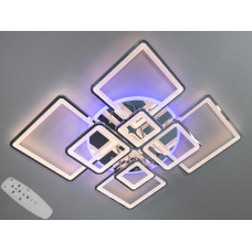 Сучасна LED люстра з пультом, диммером та підсвіткою, 225W, хром