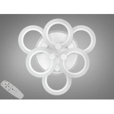 Потолочная LED люстра кольца с пультом, разноцветной подсветкой, 72W, белая