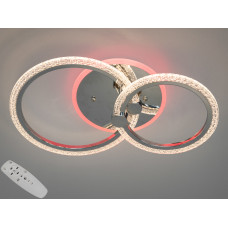 LED люстра з пультом, диммером і кольоровою підсвіткою, 55W, хром