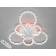 Стельова LED люстра з пультом, диммером та підсвічуванням, 140W, біла