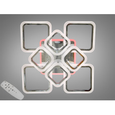 Квадратная LED люстра с разноцветной подсветкой, димером, 115W, хром