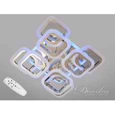 Стельова LED люстра з пультом, диммером і підсвічуванням, 110W, хром