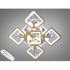 Лед люстра с пультом, диммером и LED подсветкой, цвет золото, 90W.